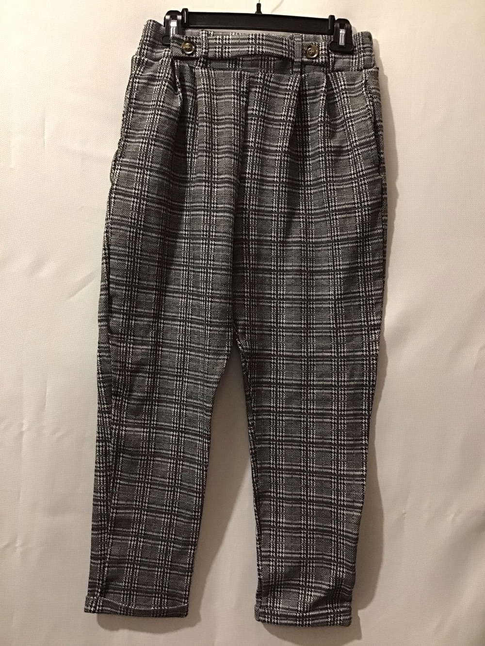 553 Women Gray Plaid Tapered Pants